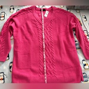 Lane Bryant Vibrant Pink Cable Knit Cardigan